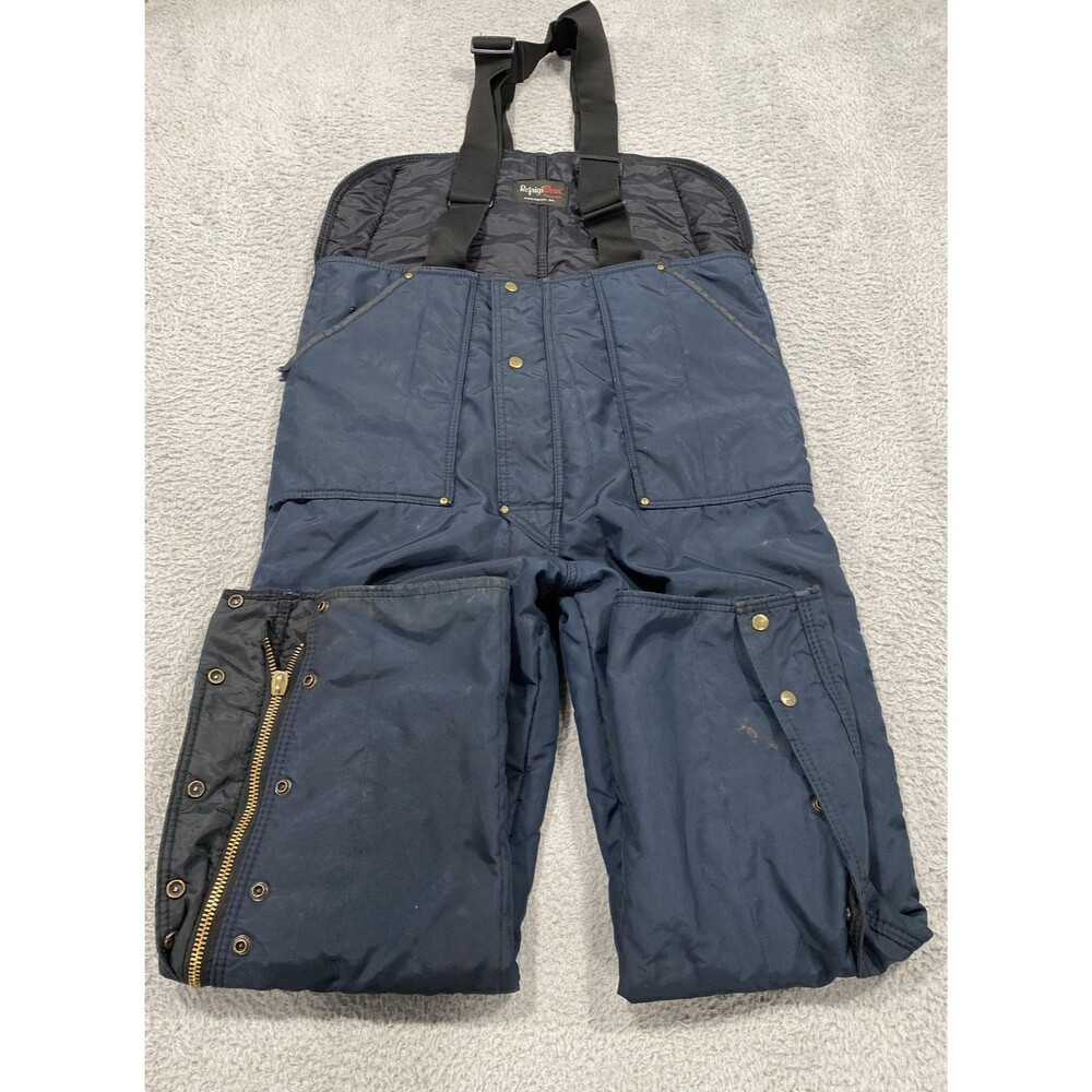 RefrigiWear Bib Overalls Mens Large Blue Insulated Workwear USA Cold Weather